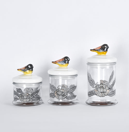Brown Birds Sweets Containers Set of Three