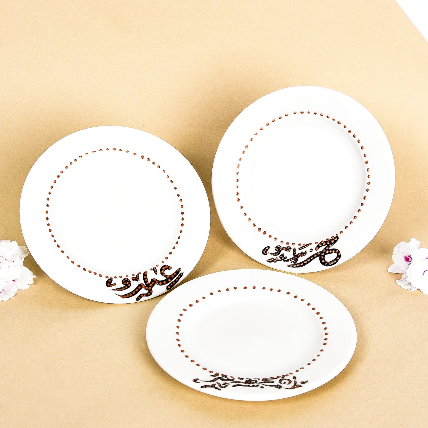 Silhouette with Flowers & Arabic Calligraphy Collage Dessert Plates set of six