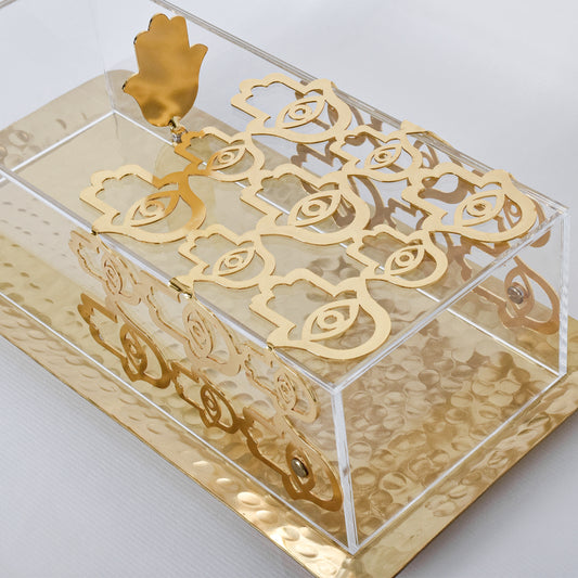 Fatima Hands Plexi Cake Stand - Long - Gold