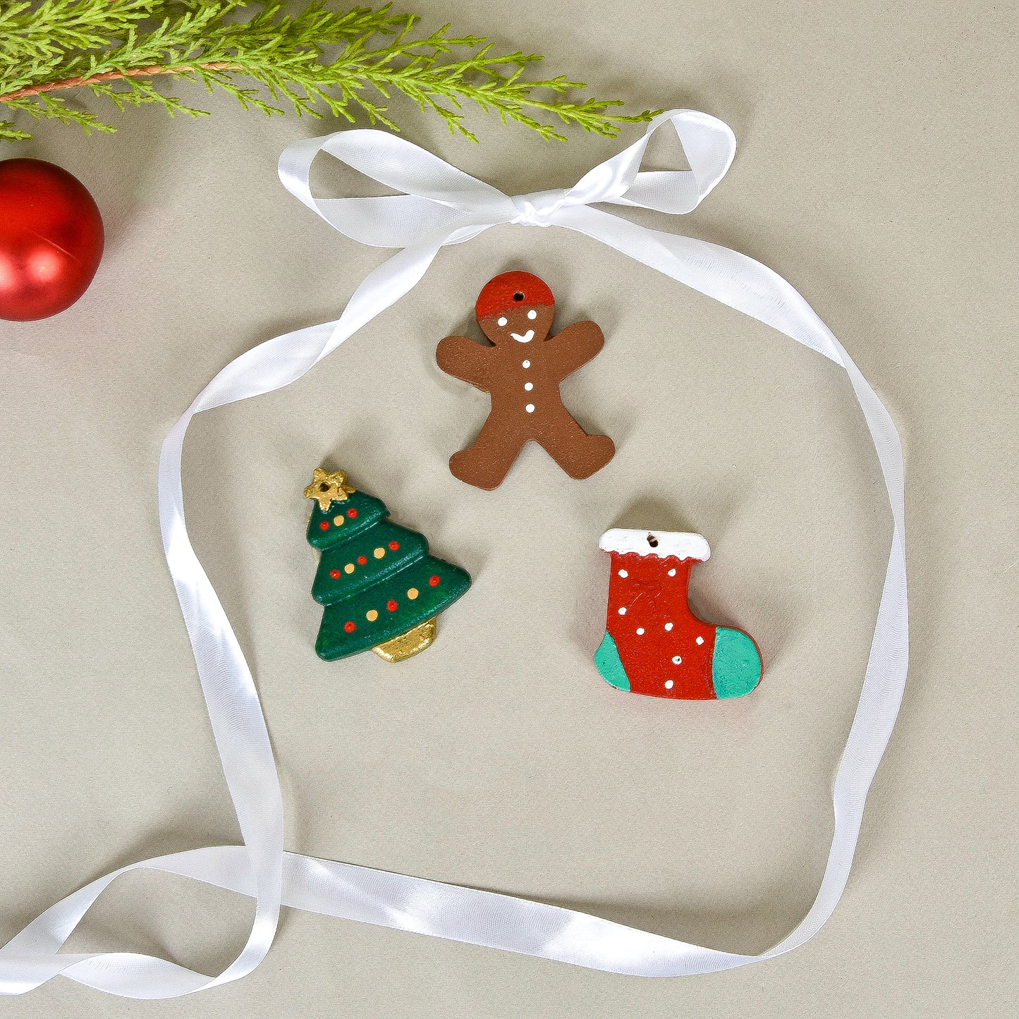 Multi Christmas Ornaments Set of 3