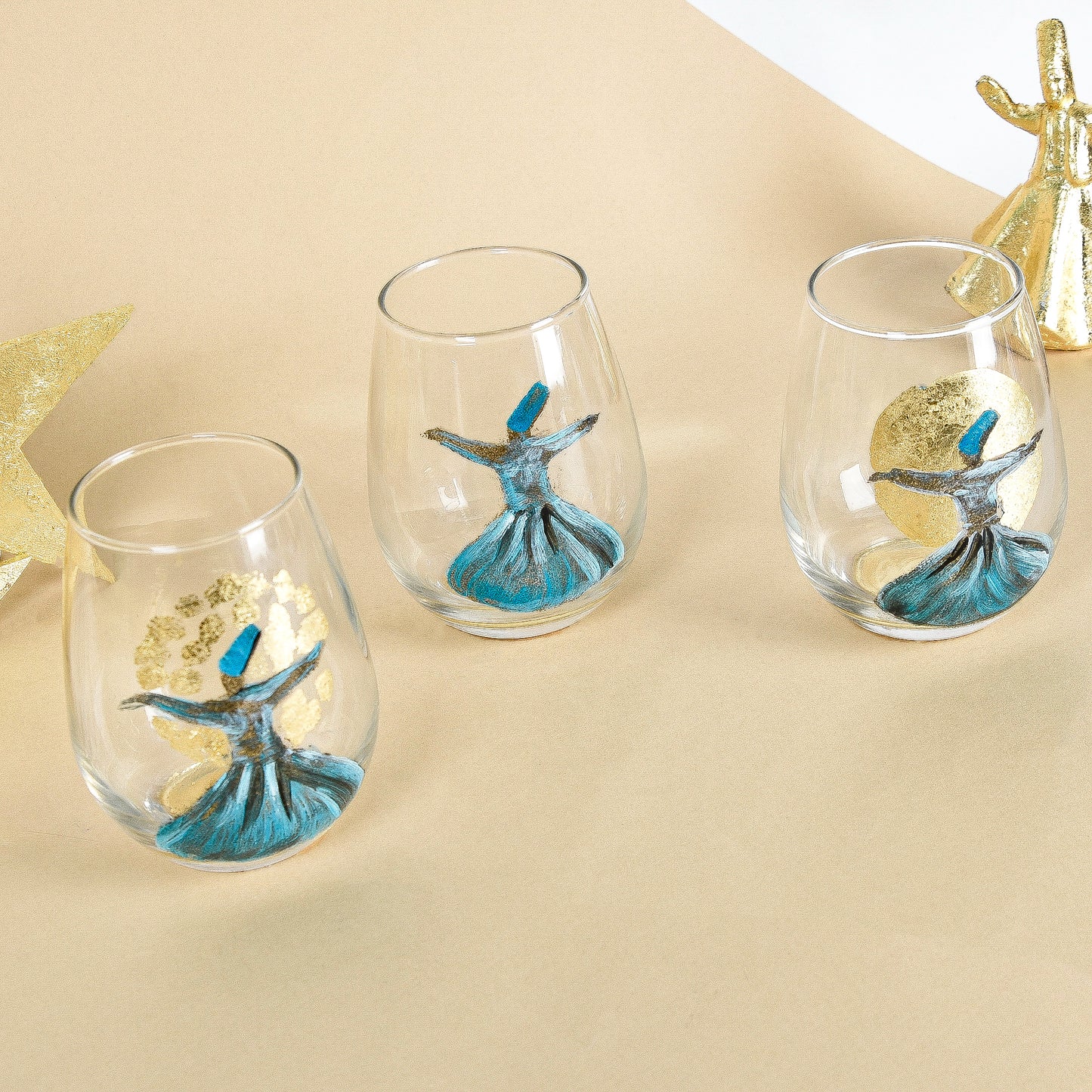 Gold Dancing Dervish Water Cups Set of Six