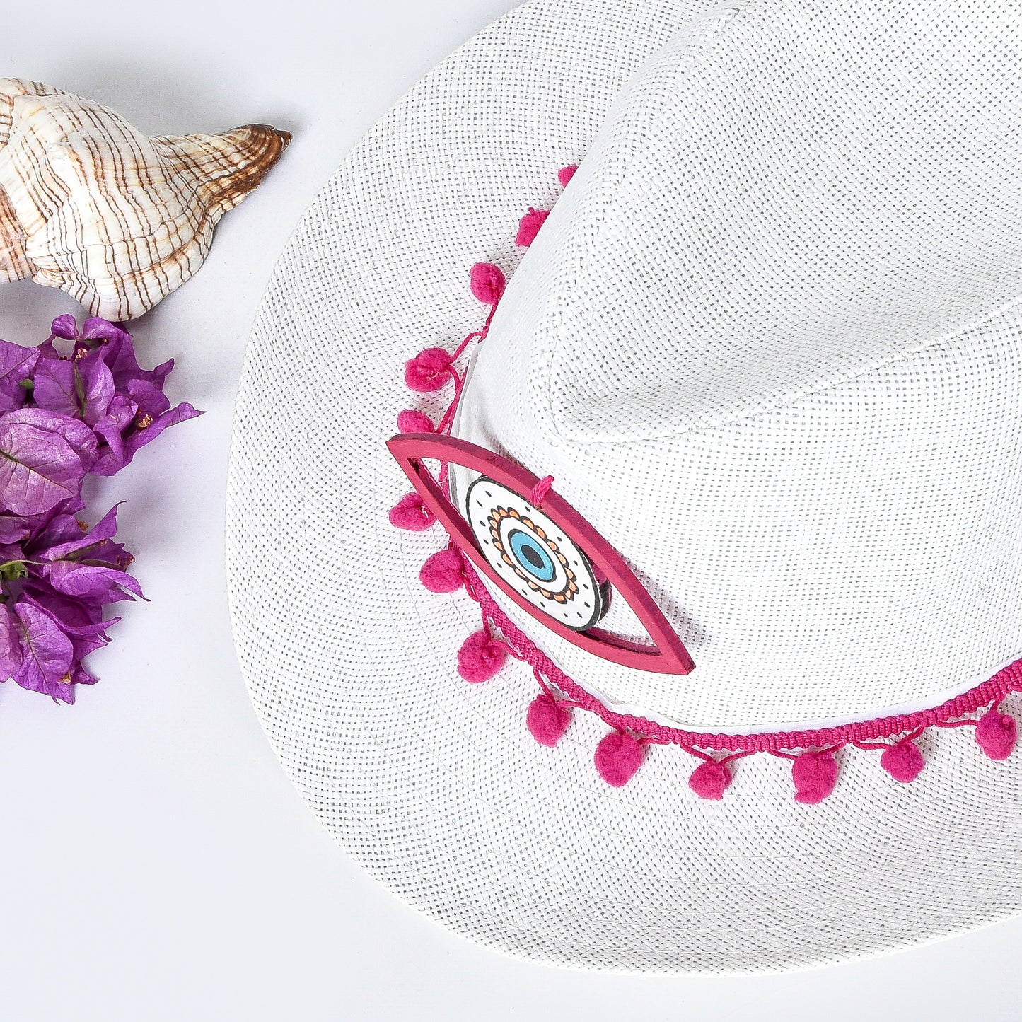 White with Pink Eye Hat