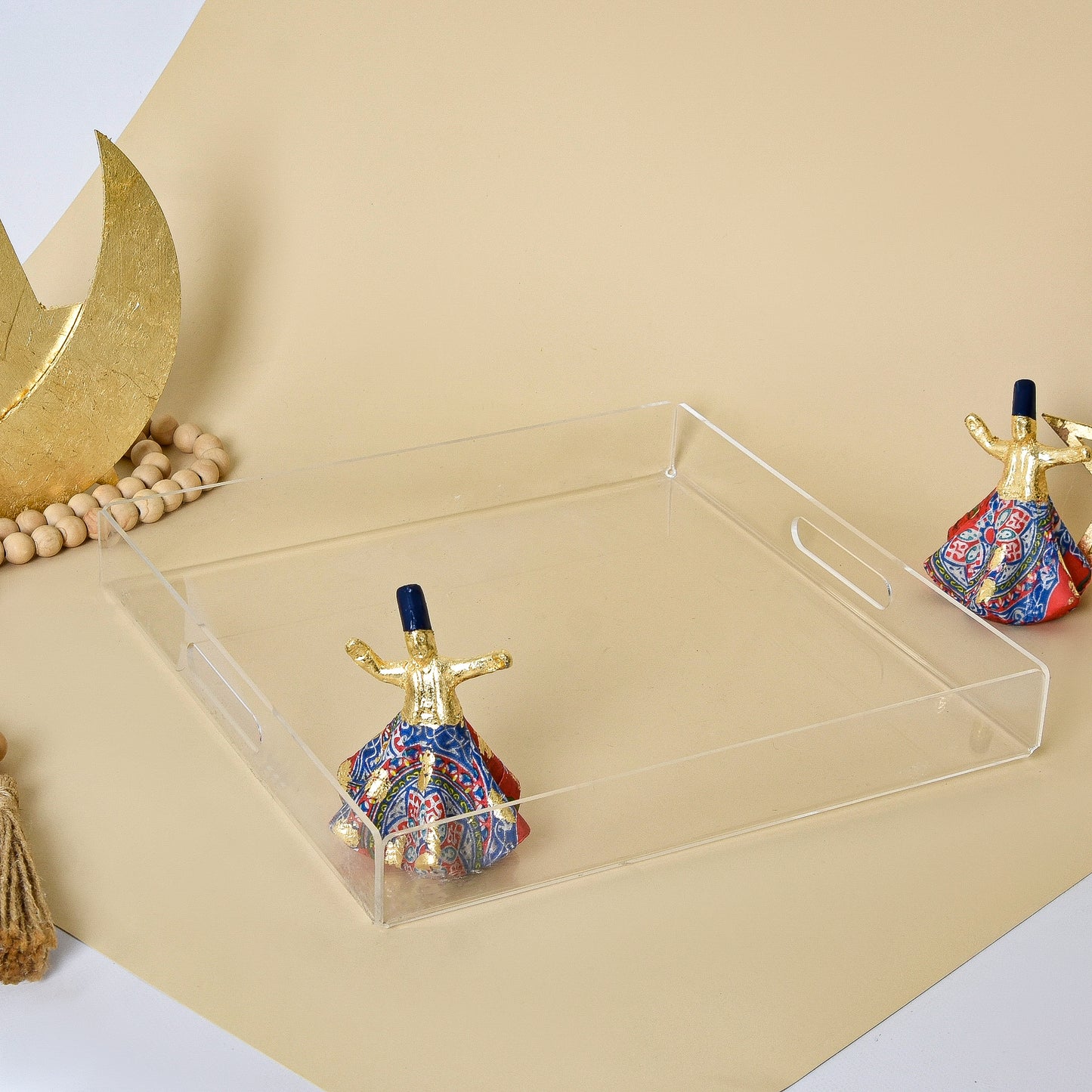 Egyptian Khayamiah Dervish with Gold Leaf – Acrylic Serving Tray
