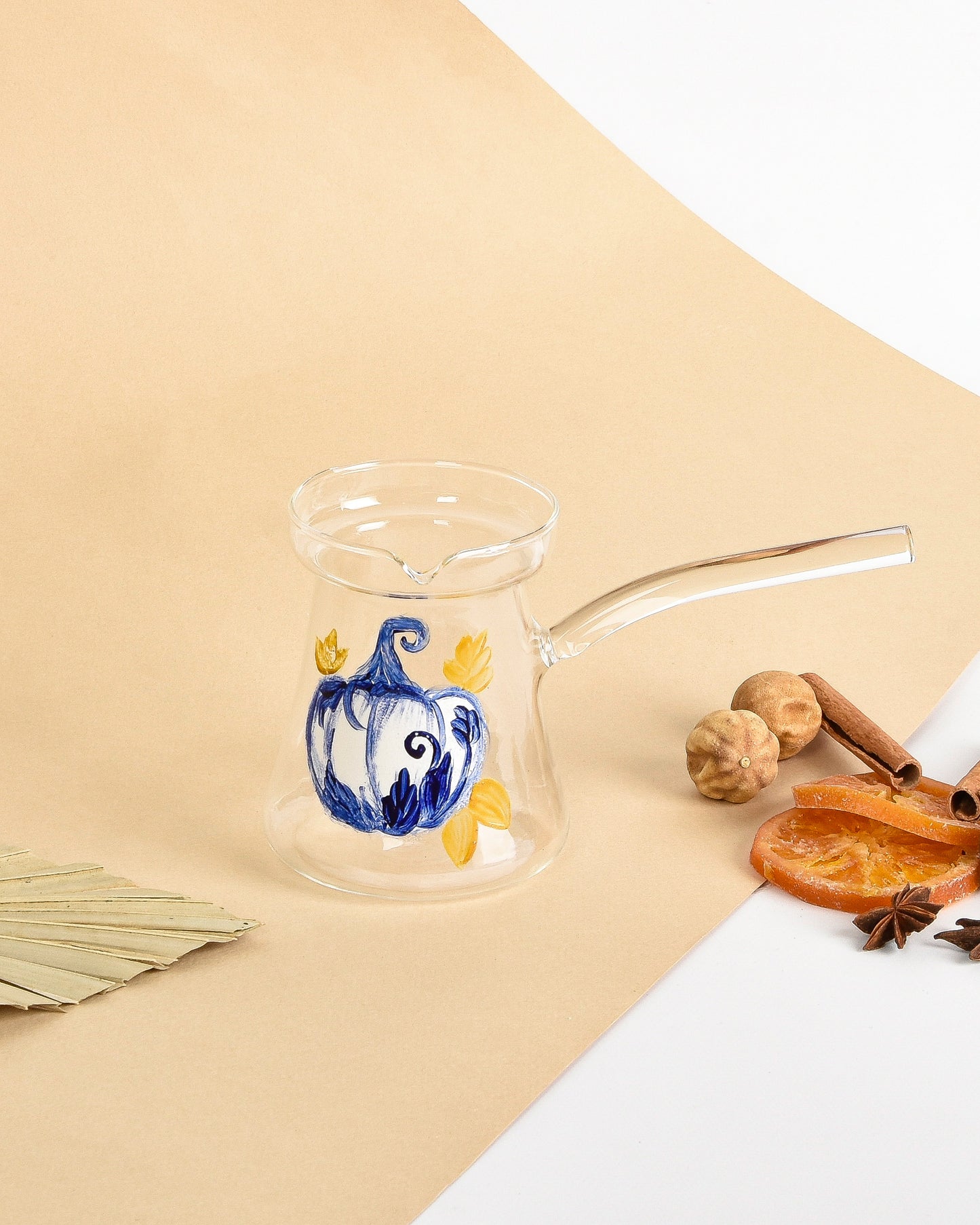 Blue Pumpkins with Autumn Leaves Coffee Kettle