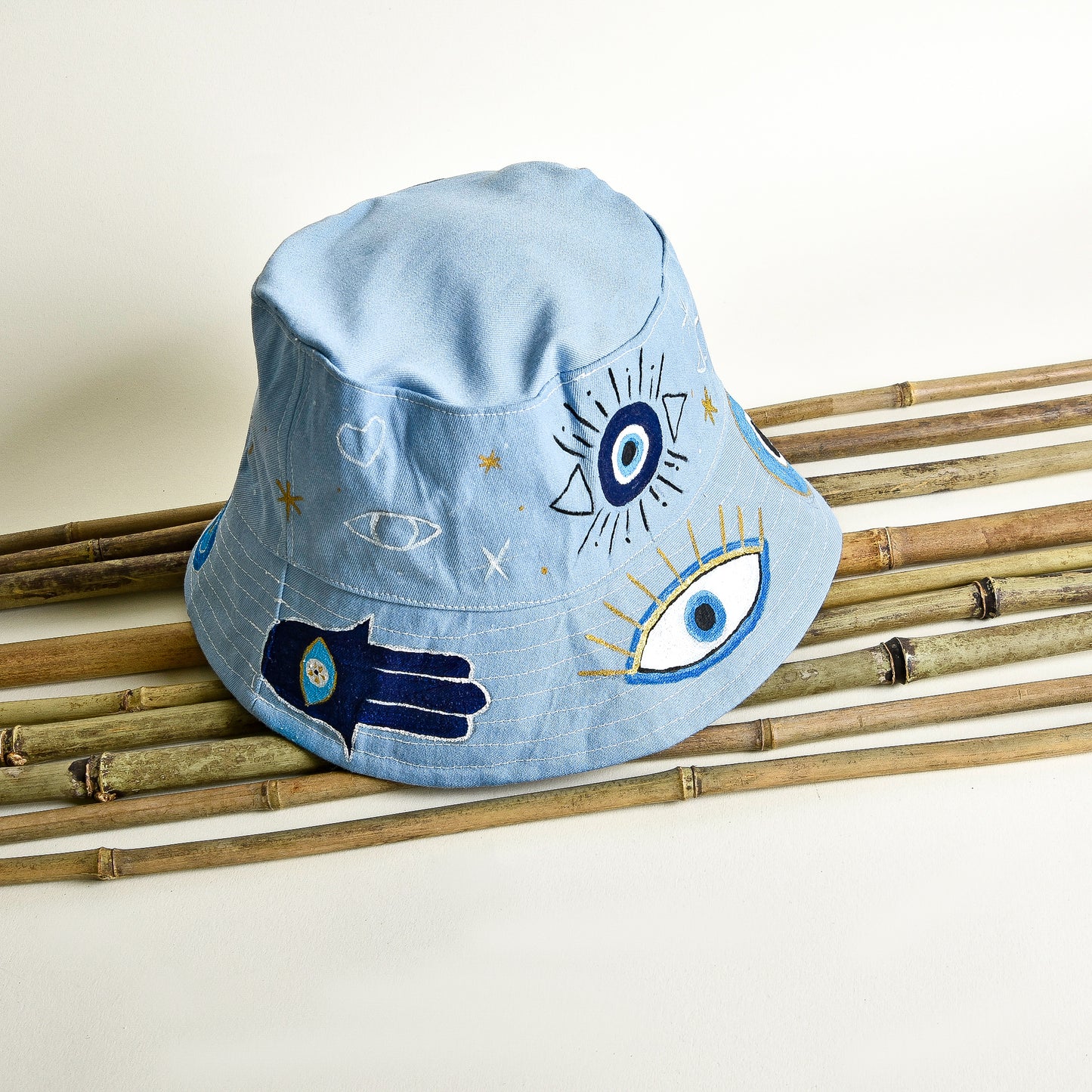 Light Denim Hands and Eyes Hat