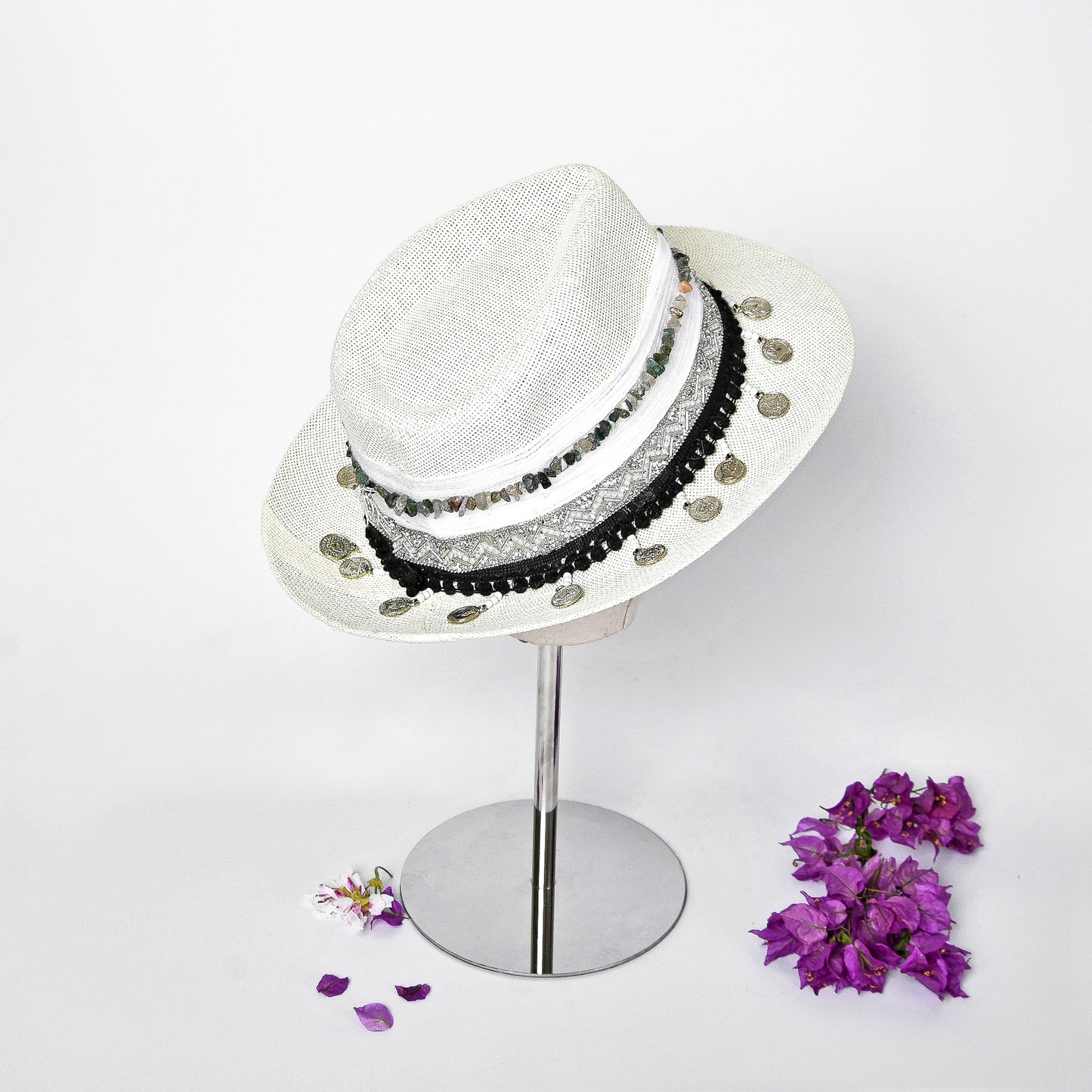 Big Beige Embroidery Hat