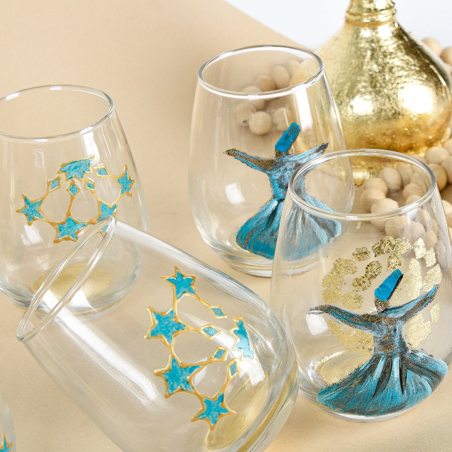 Gold Dancing Dervish Water Cups Set of Six