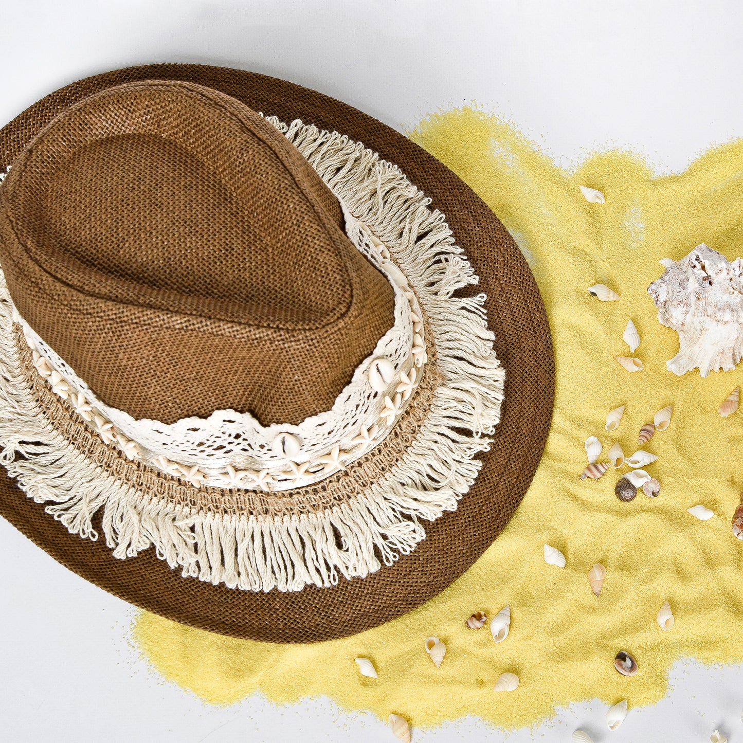 Beige with Off White Embellishment