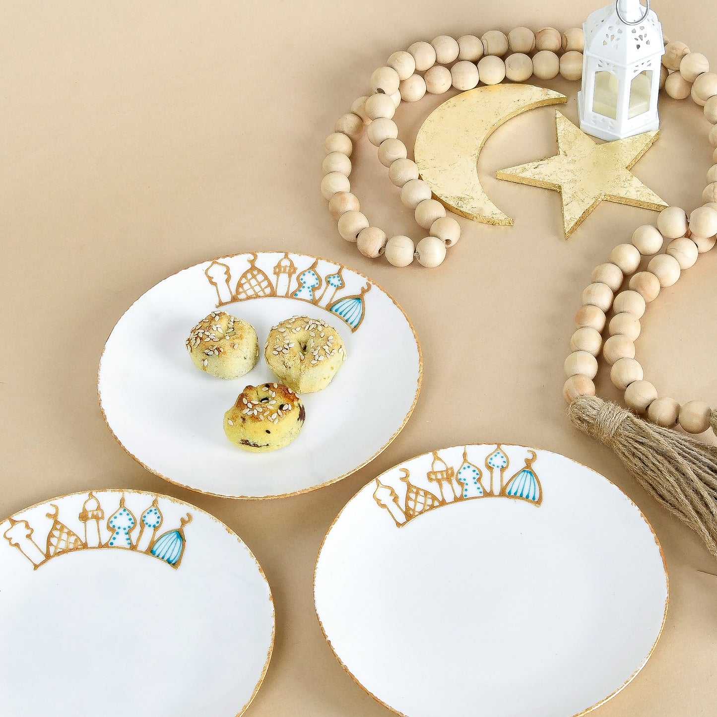 Islamic Village Gold Outline Dessert Plates set of six