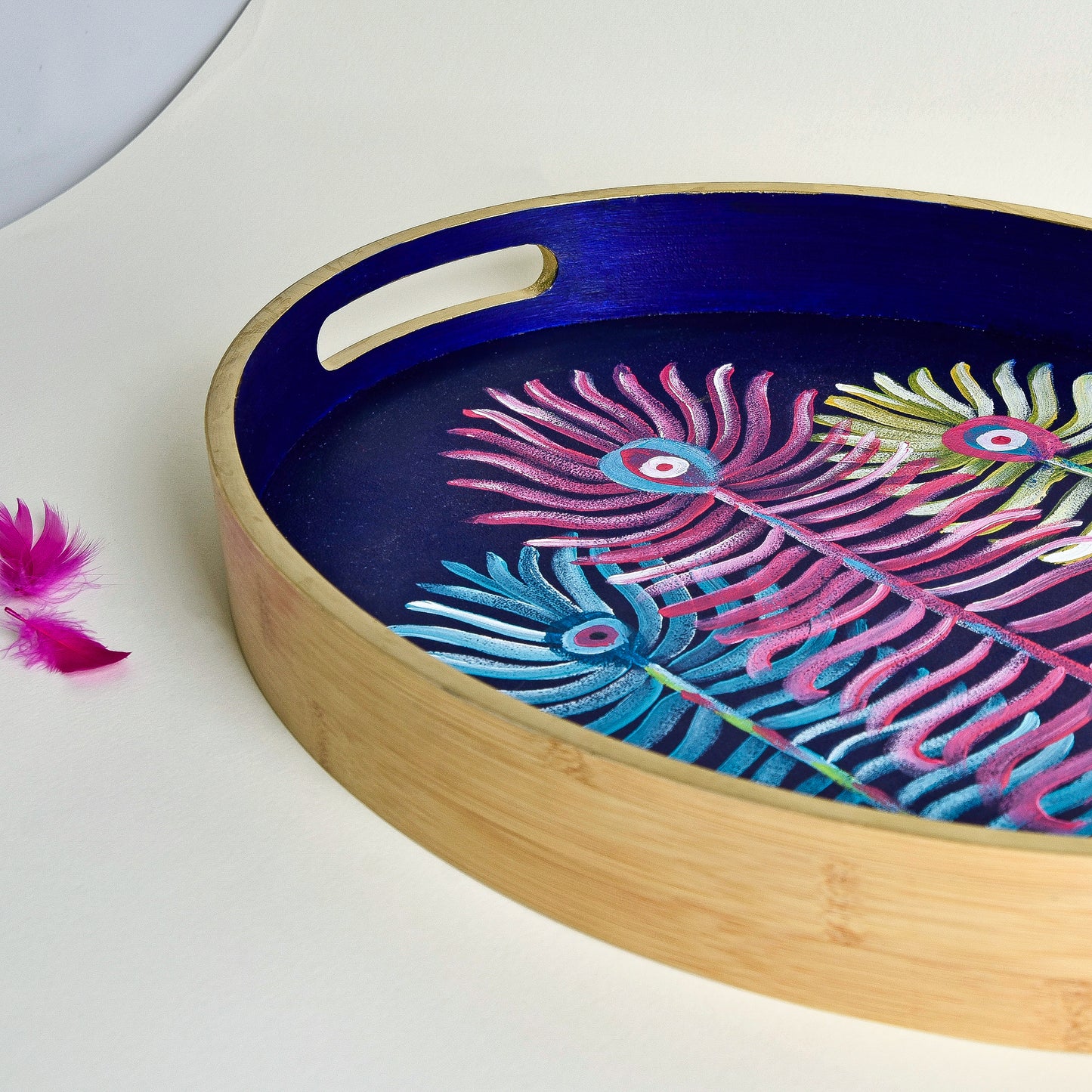 Three Feathers Wood Tray