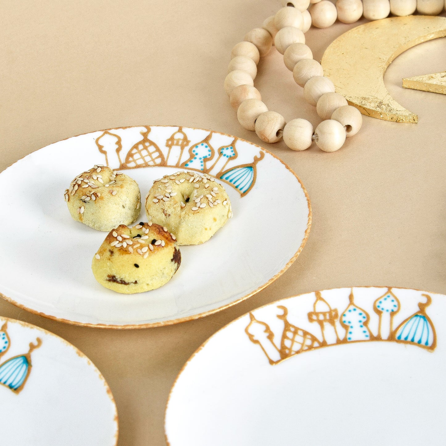 Islamic Village Gold Outline Dessert Plates set of six