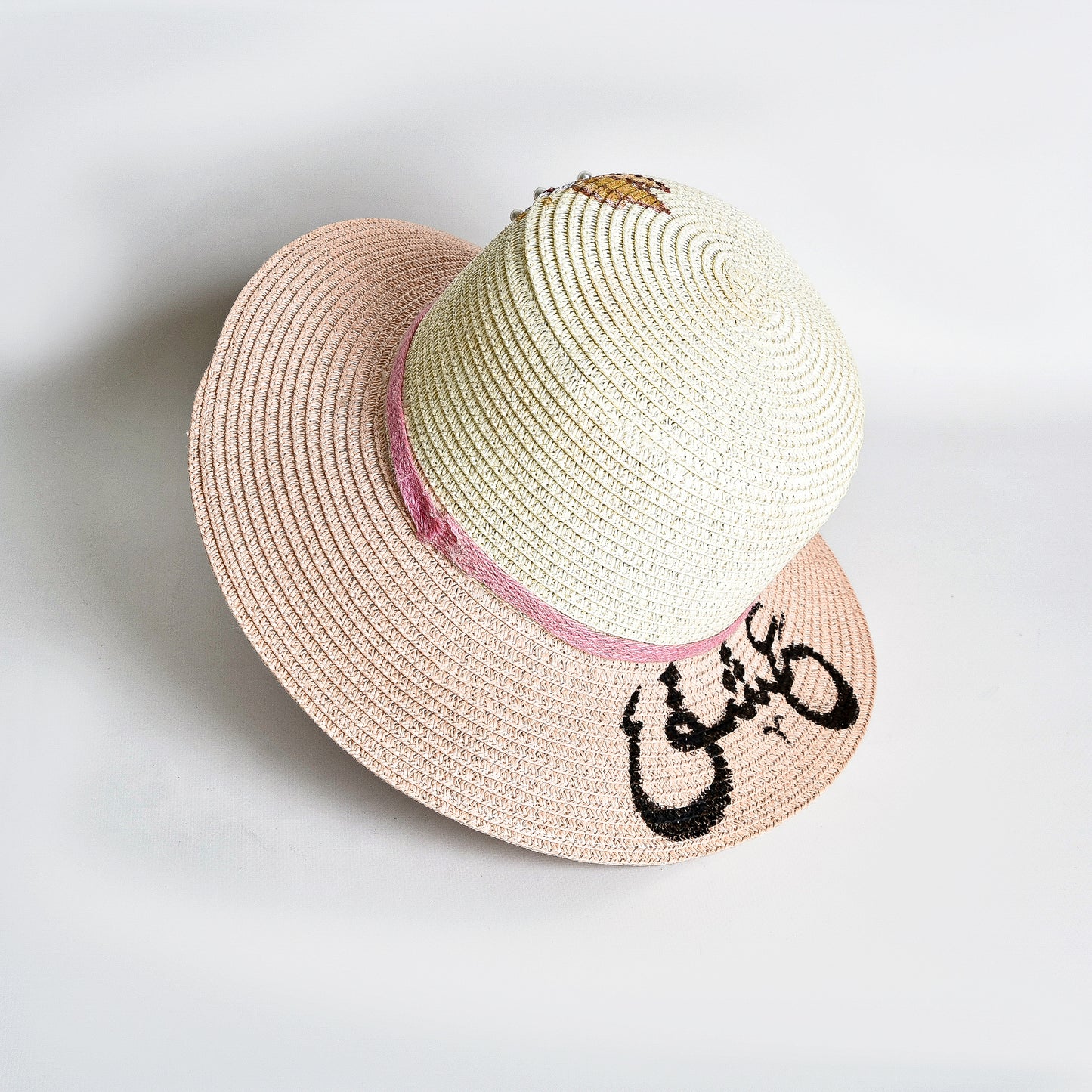 Pink with Hearts and Calligraphy Hat