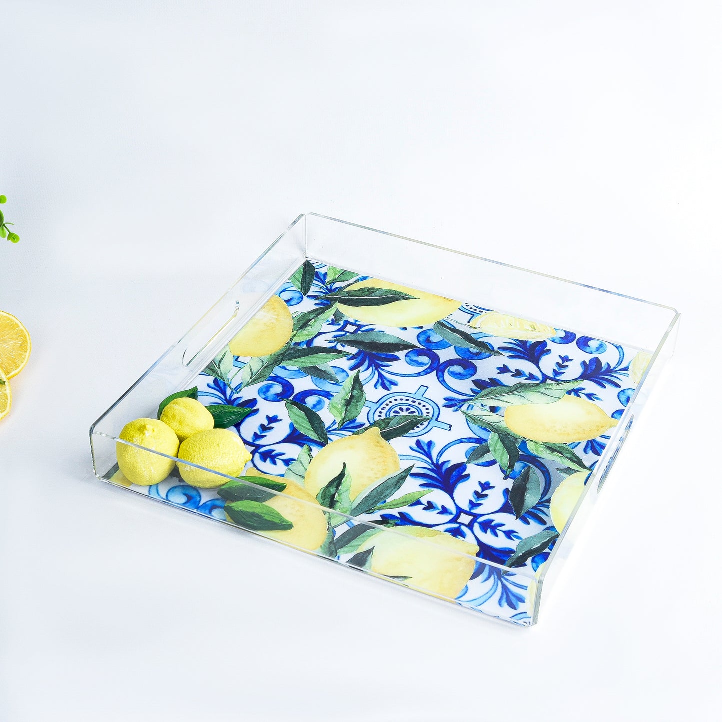Fresh Lemones with Blue Plexi Tray 30X30CM