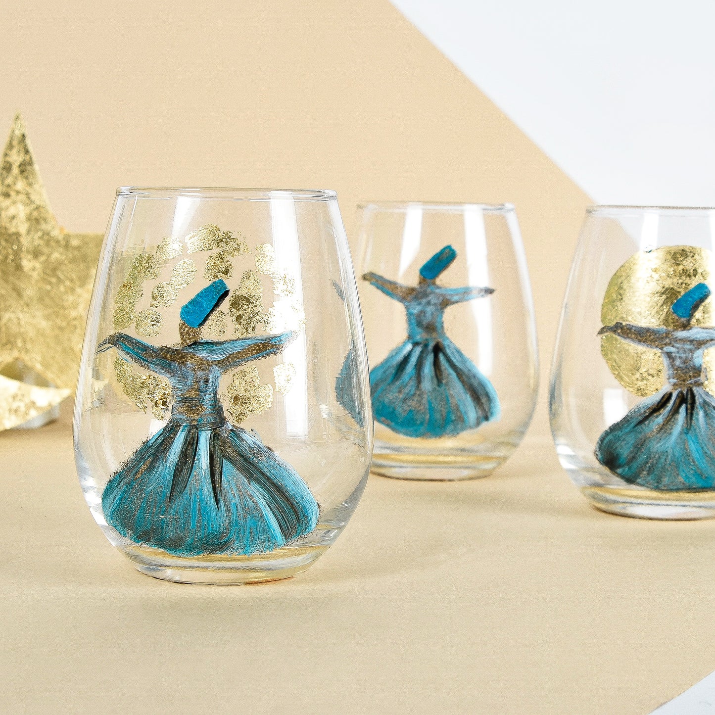 Gold Dancing Dervish Water Cups Set of Six