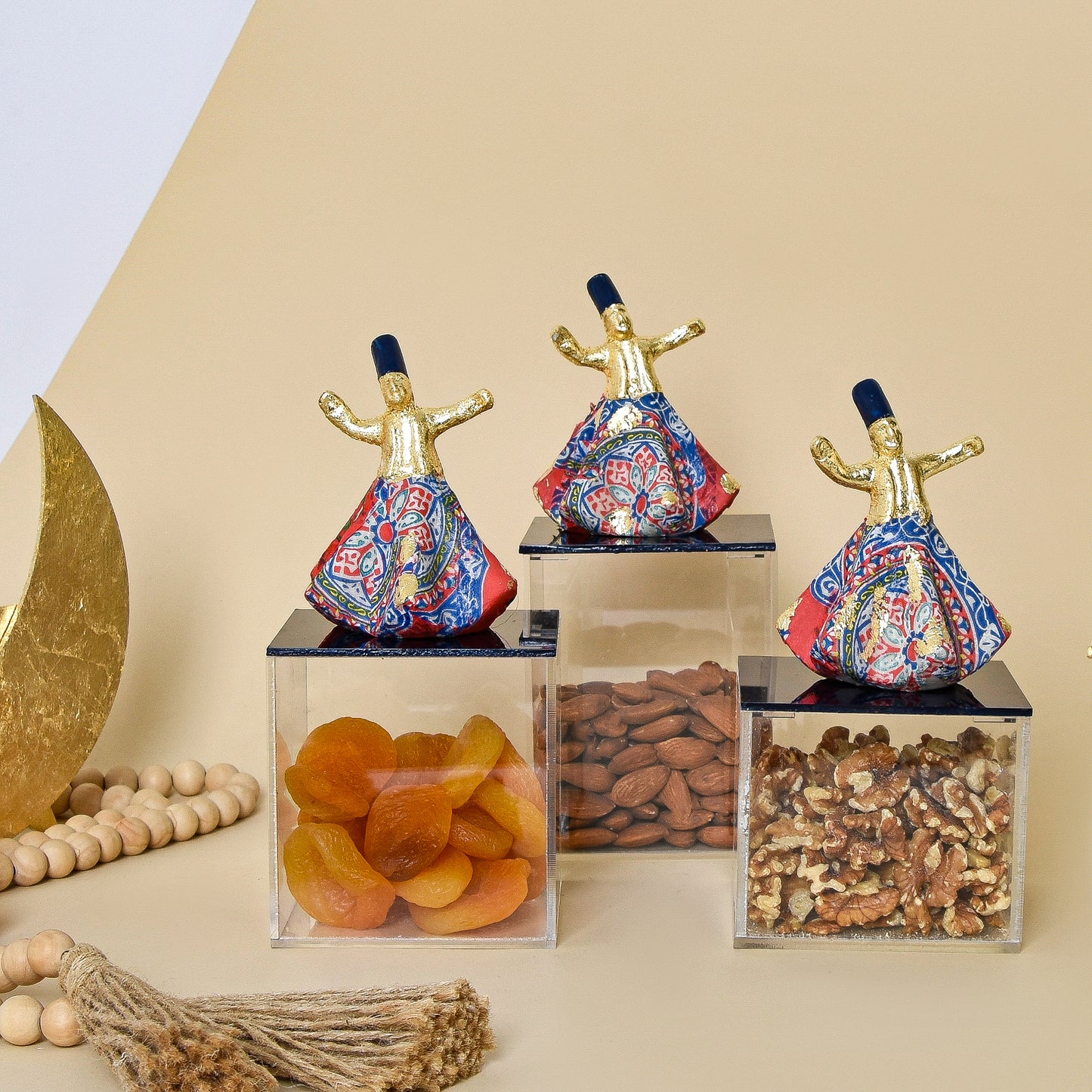 Egyptian Khayamiah Dervish with Gold Leaf – Acrylic Box Set of Three
