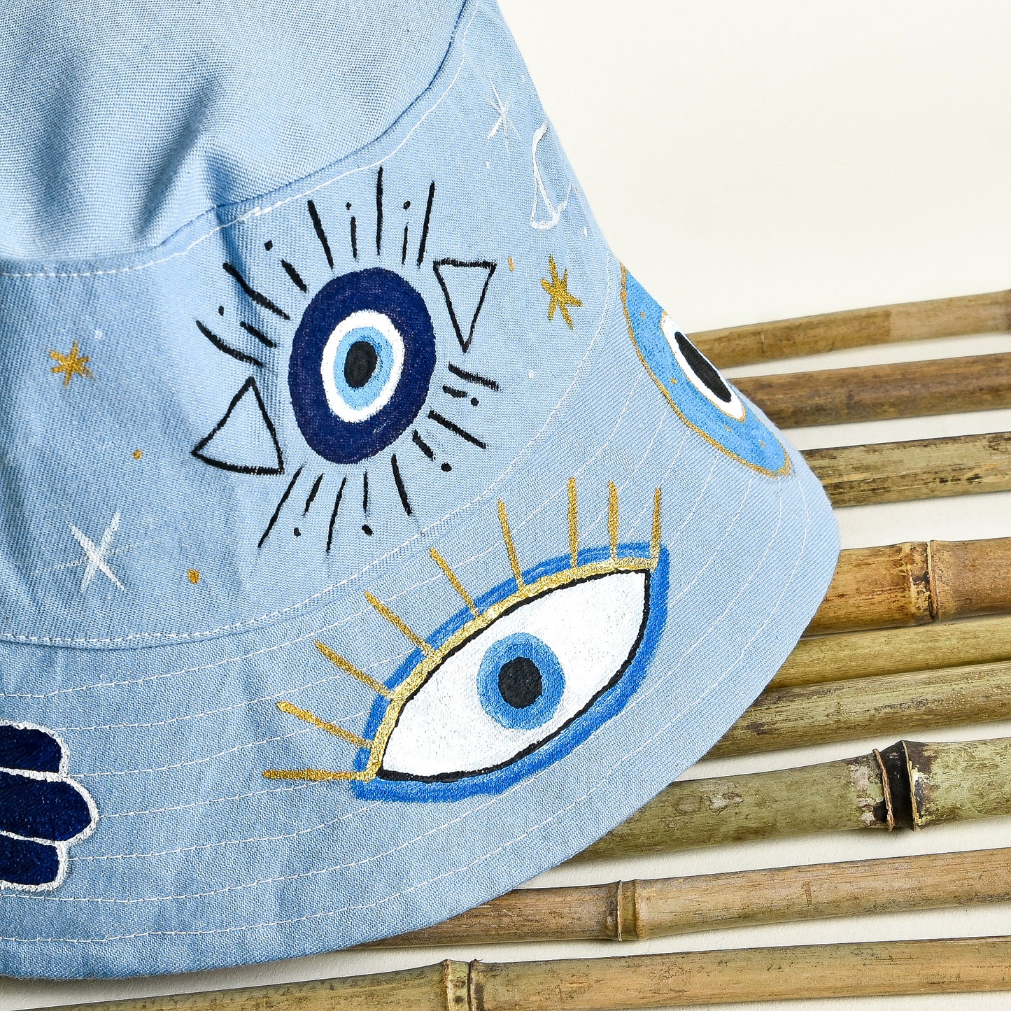 Light Denim Hands and Eyes Hat