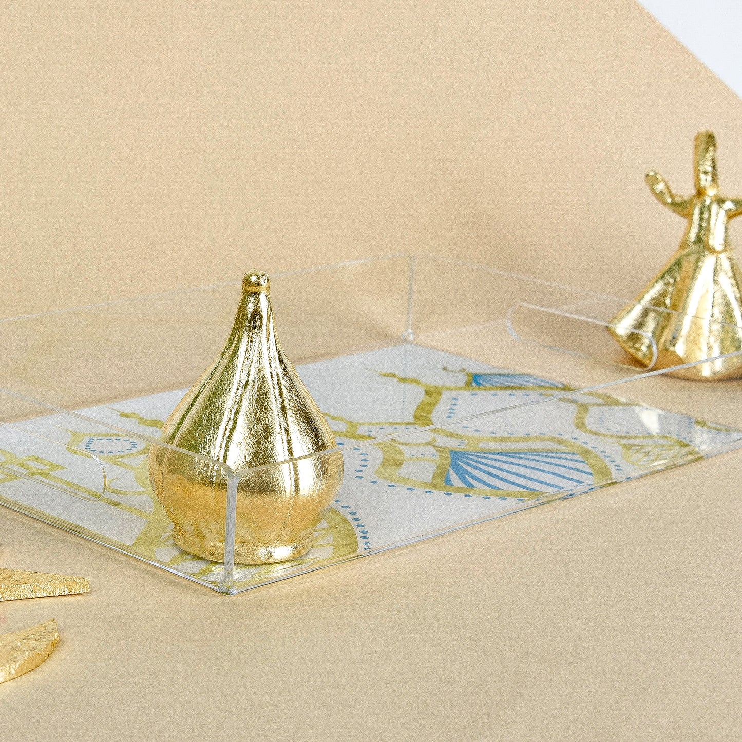 Islamic Village Gold Outline Medium Plexi Tray