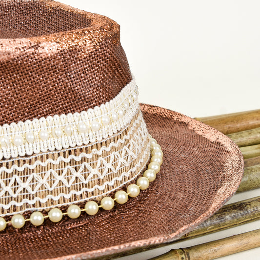 Vintage Copper and Beige Hat