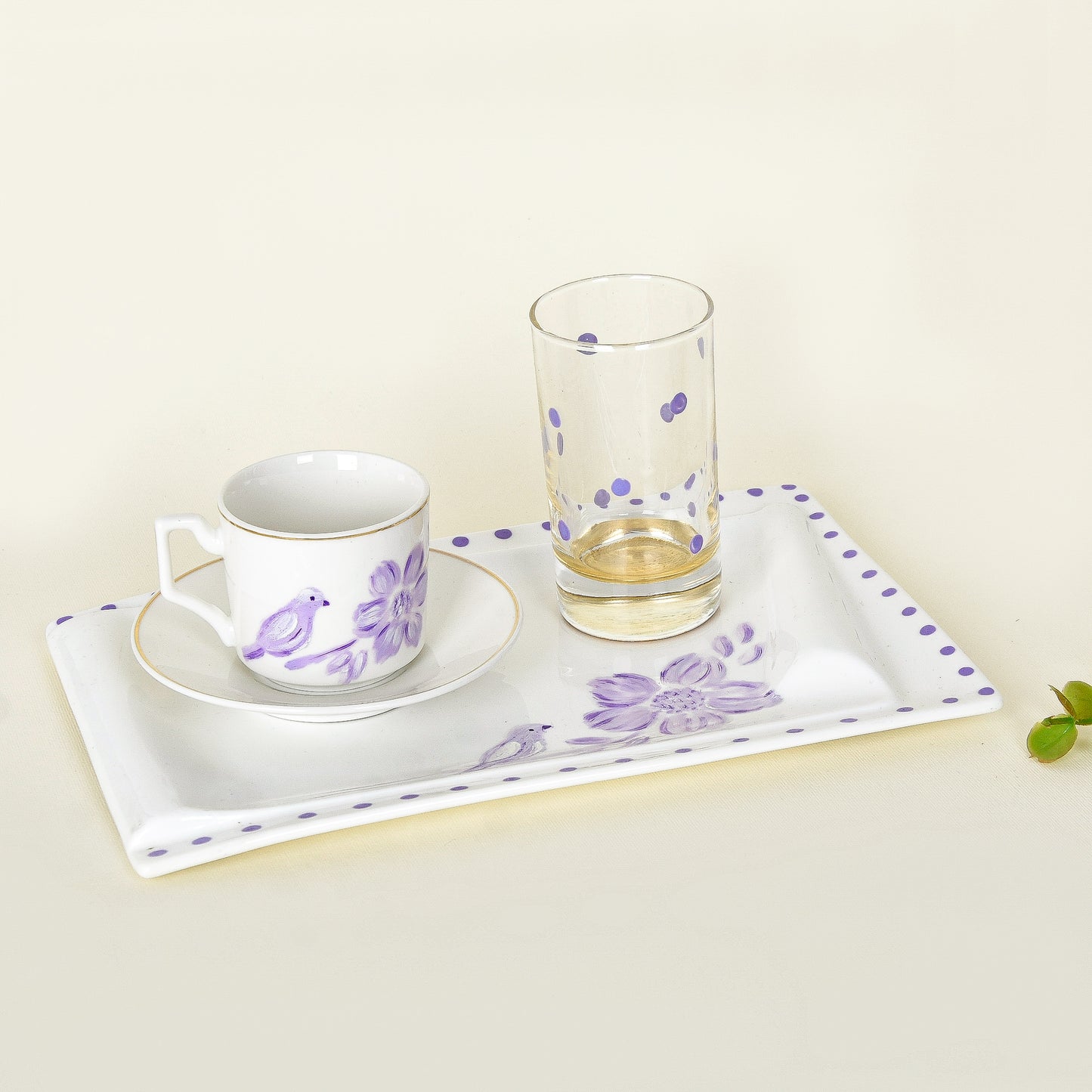 Lavender Blossom – Mother’s Day Hand-Painted Turkish Coffee Cup Gift Set (Ummi)