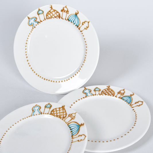 Islamic Village Gold Outline Dessert Plates set of six