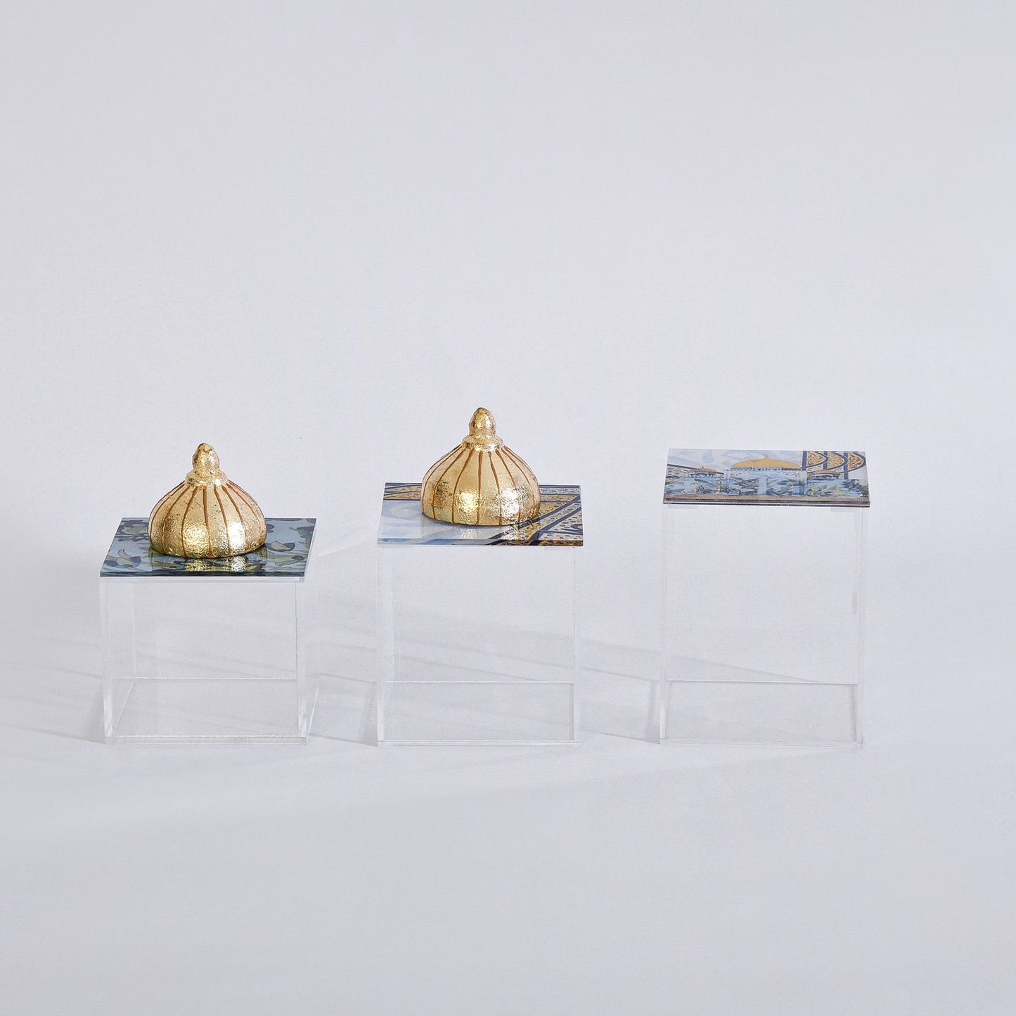Blue Mosque with Gold Dome Plexi Boxes set of 3