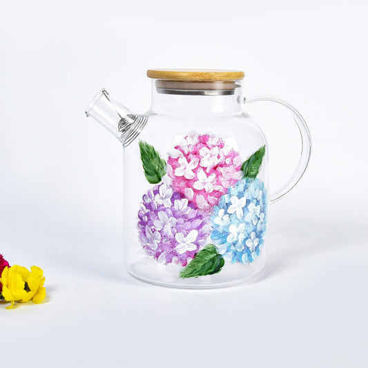 Hydrangea with Dots and Stripes Teapot