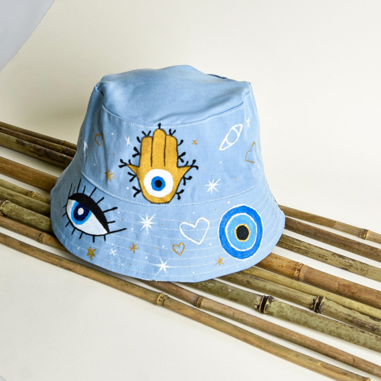 Light Denim Hands and Eyes Hat