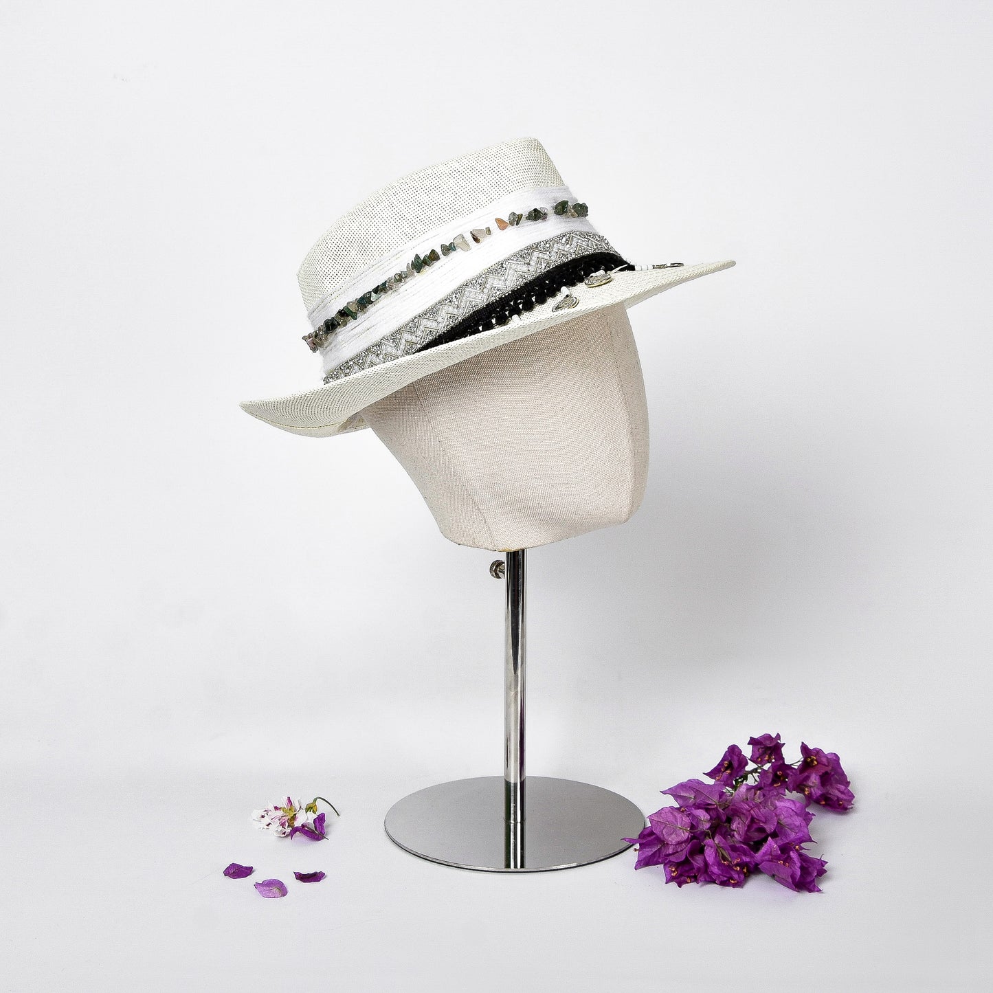 Big Beige Embroidery Hat