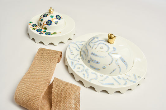 Blue Mosque with Gold Dome Sweets Plates set of 2