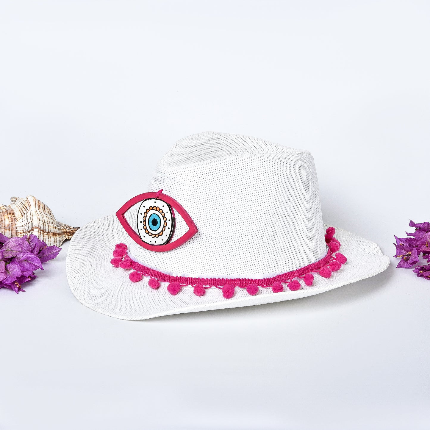 White with Pink Eye Hat