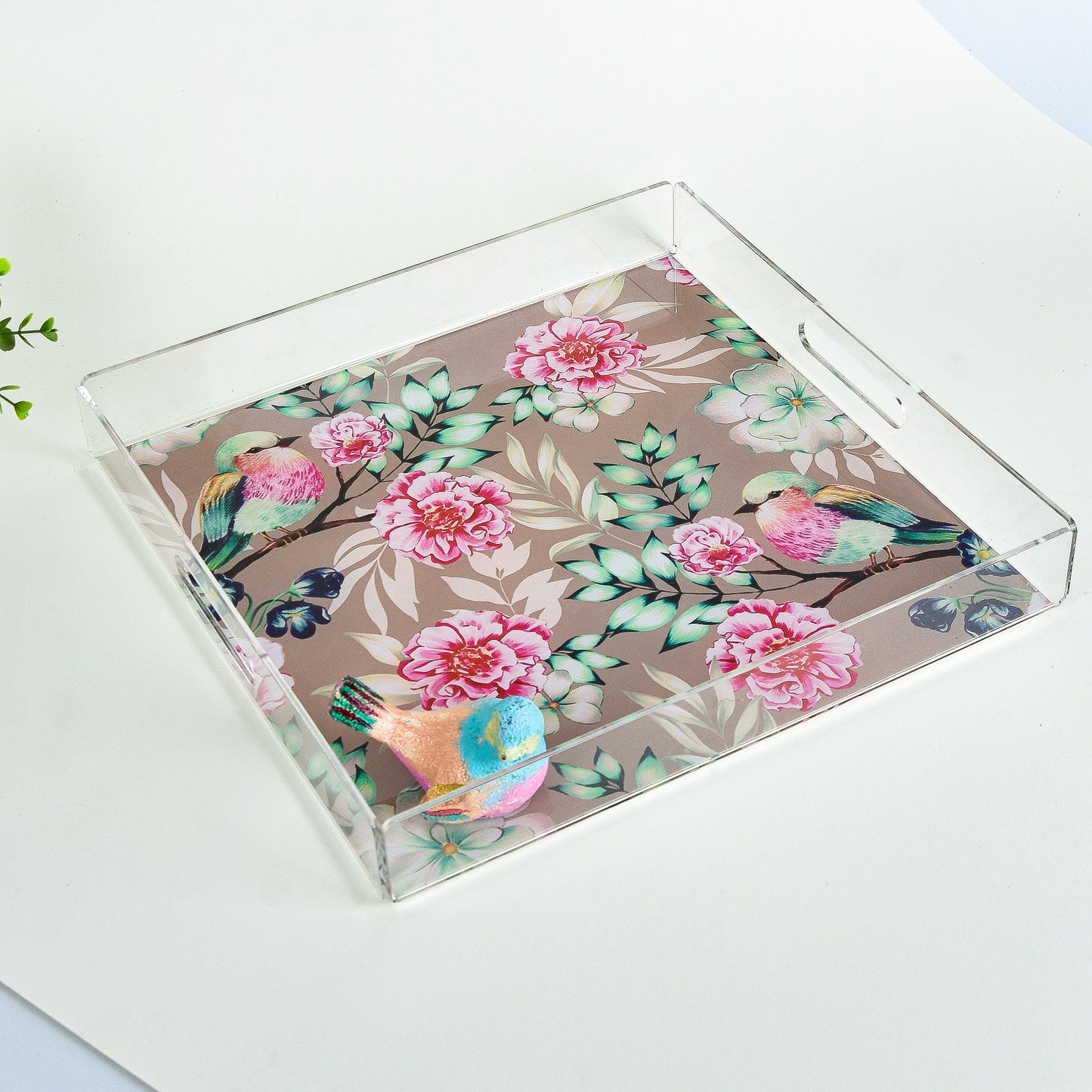 Pastel Bird & Flowers Plexi Tray