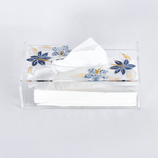 Blue Flower Plexi Tissue Paper Box