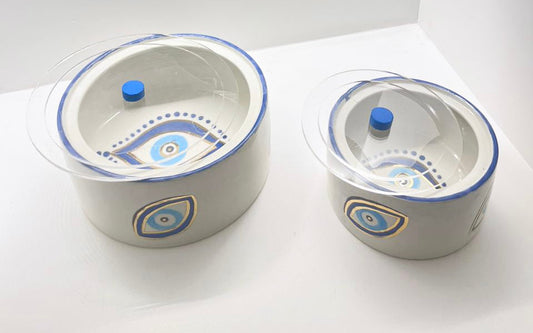 Small Round Ceramic Container with Plexi Cover