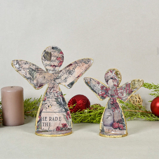 Multi Angels Candle Holders Set of 2