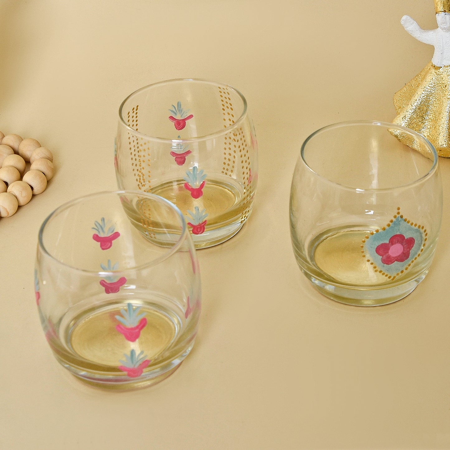 Bedouin Cups and Gold Leaf Crescent – Water Glasses Set of Six