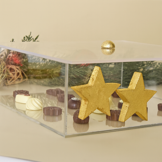Gold Stars Accents – Square Acrylic Box