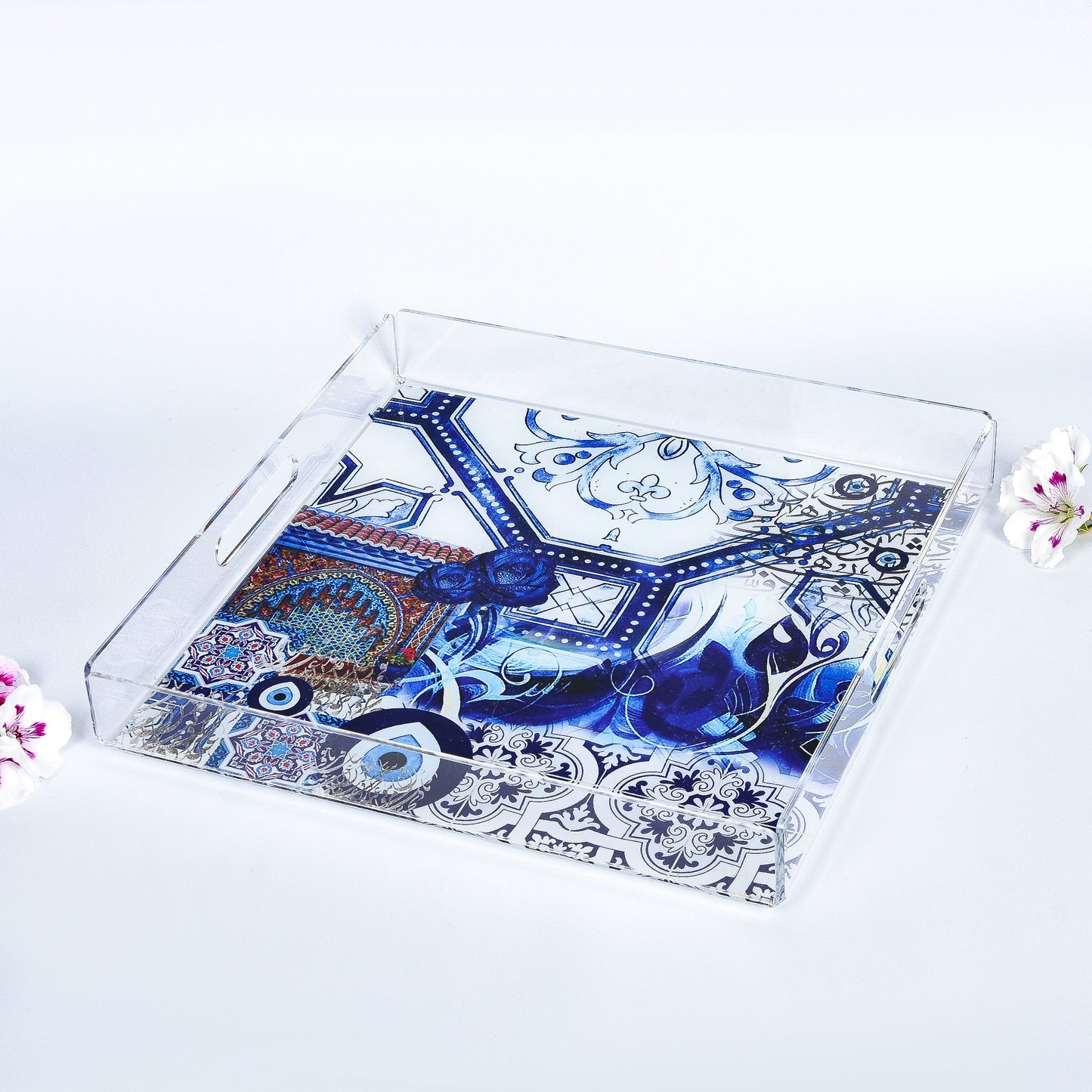 Fatima Hands and Blue Eyes Collage Medium Plexi Tray