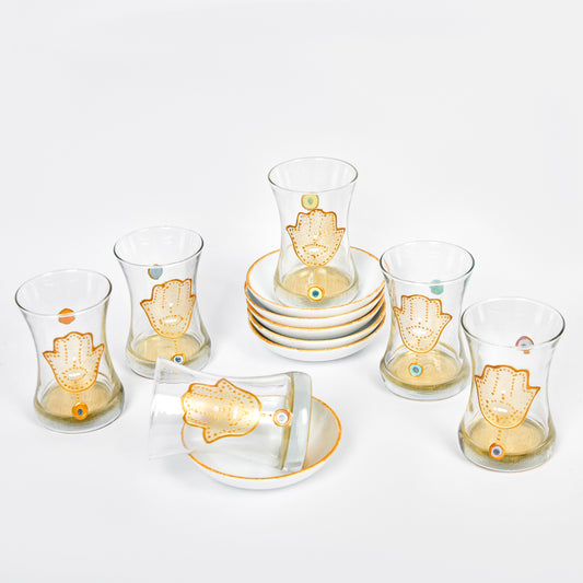 Gold Fatima Hand Tea Cups Set of Six