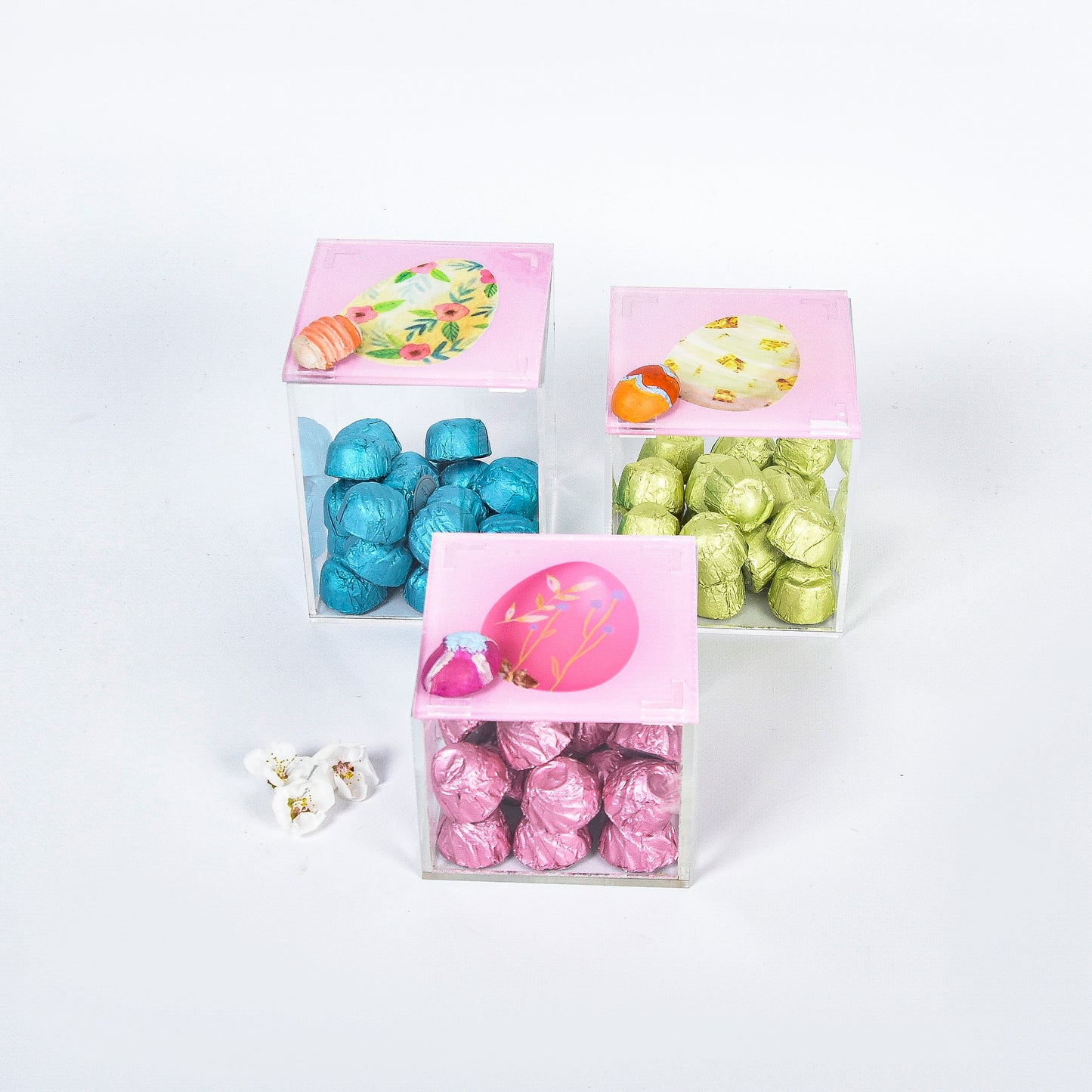 Pastel Easter Eggs Plexi Boxes set of 3