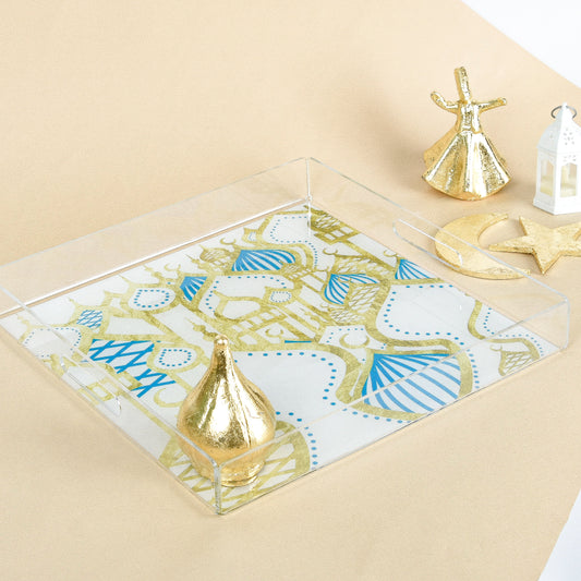 Islamic Village Gold Outline Medium Plexi Tray