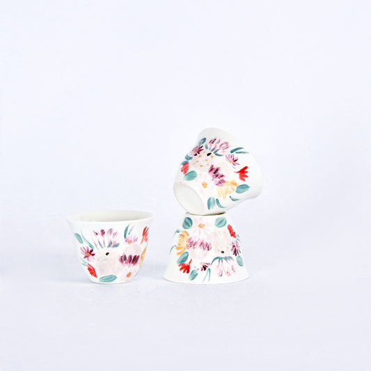 Autumn Flower Arabic Coffee Cups Set of Six