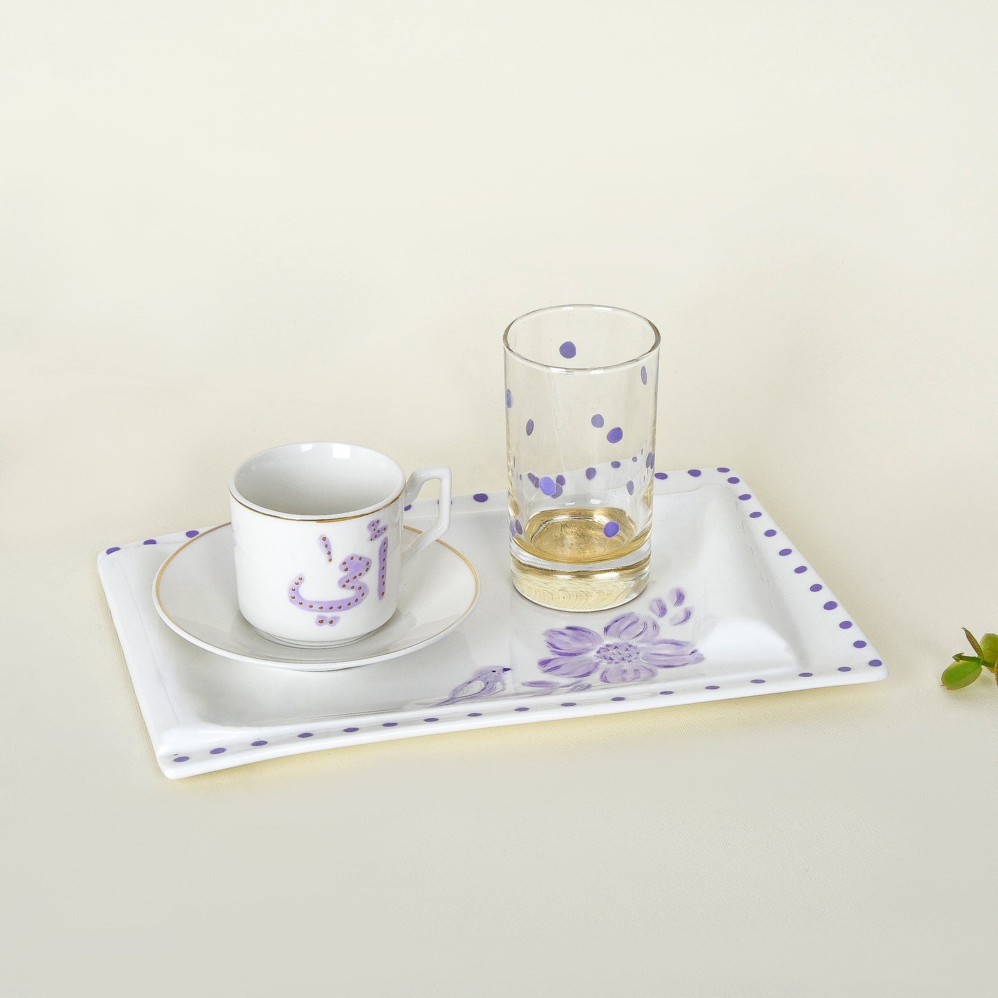 Lavender Blossom – Mother’s Day Hand-Painted Turkish Coffee Cup Gift Set (Ummi)