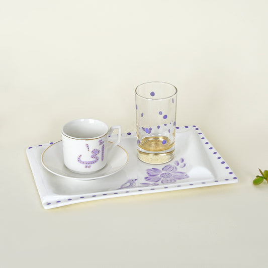 Lavender Blossom – Mother’s Day Hand-Painted Turkish Coffee Cup Gift Set (Ummi)
