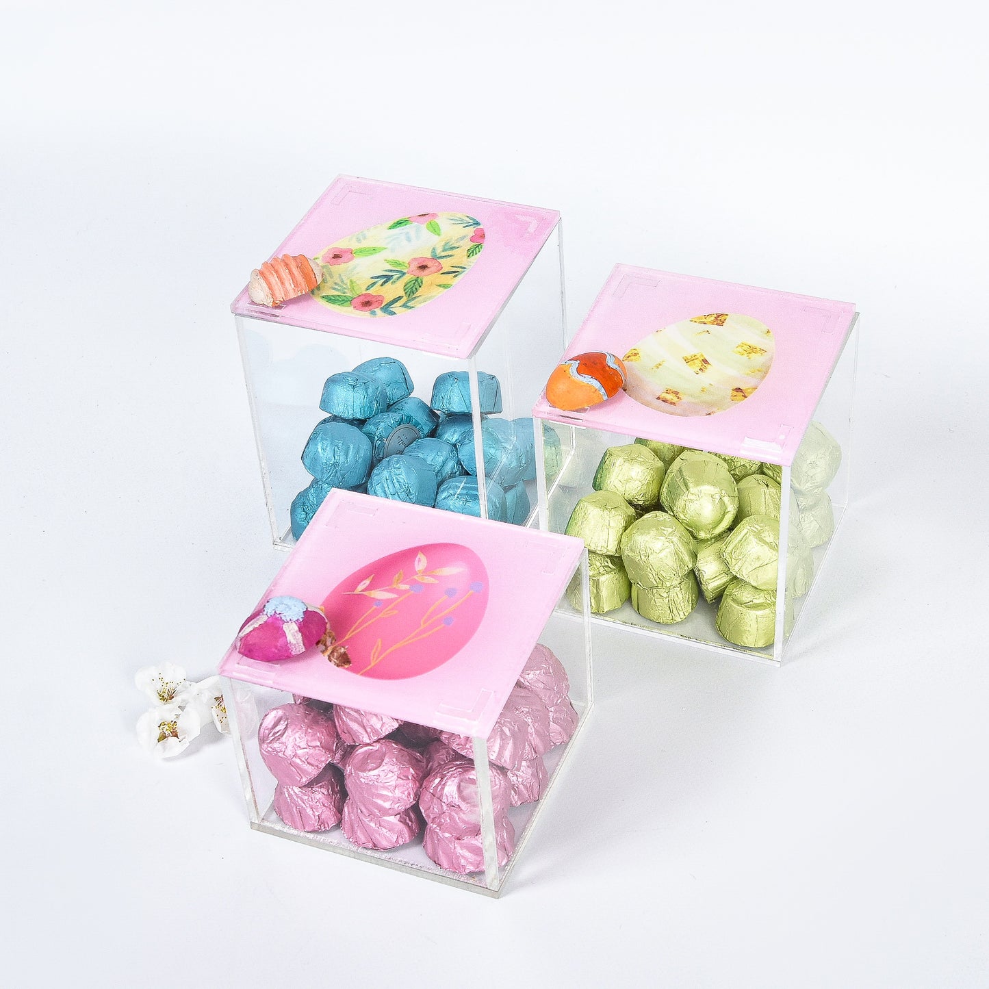 Pastel Easter Eggs Plexi Boxes set of 3