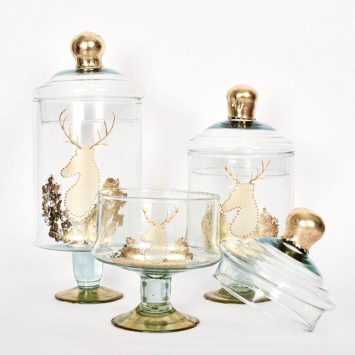 Metallic Deer Sweets Container set of Three