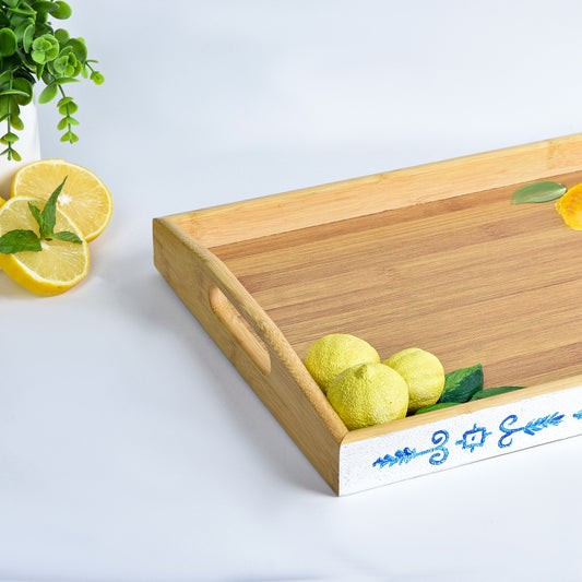 Fresh Lemones with Blue Wooden Tray 34X25CM
