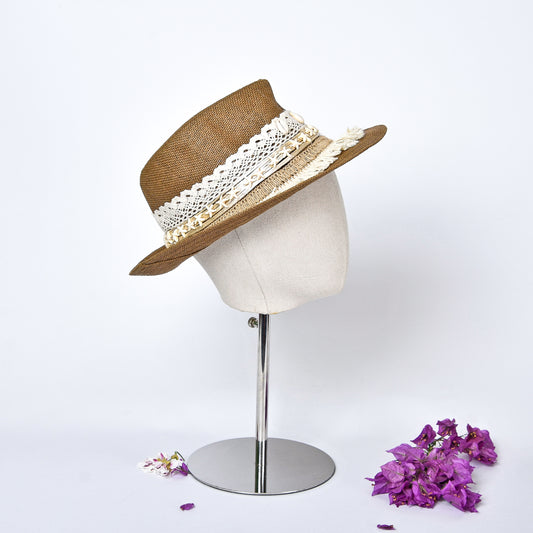 Beige with Off White Embellishment
