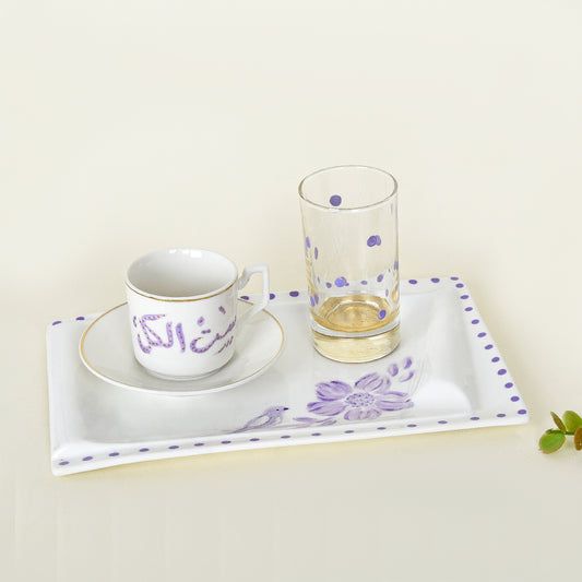 Lavender Blossom – Mother’s Day Hand-Painted Turkish Coffee Cup Gift Set (Sit El Kul)