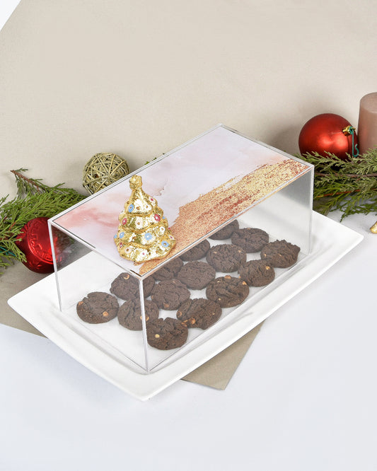 Three Metalic Christmas Trees Cake Plate 30CM