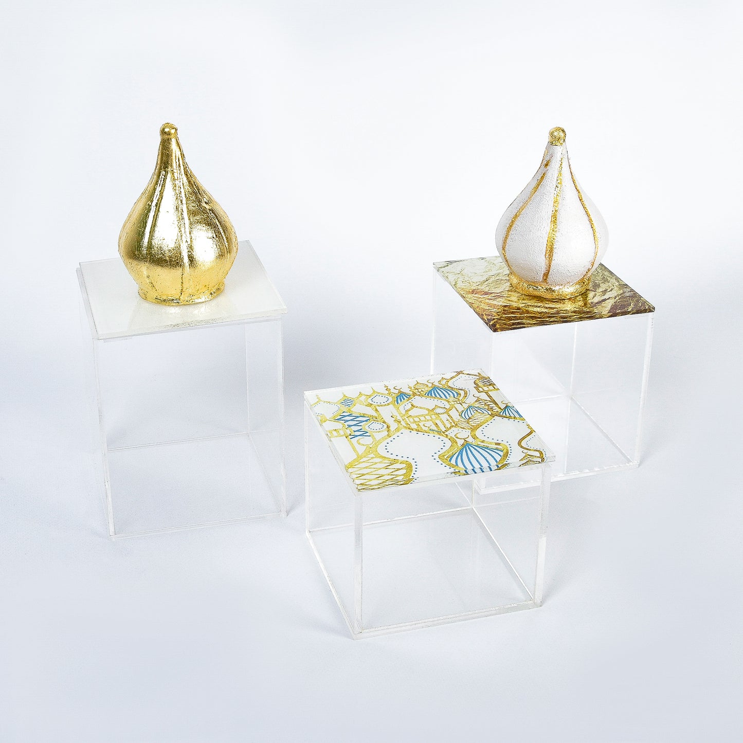 Islamic Village Gold Outline Plexi Boxes set of 3